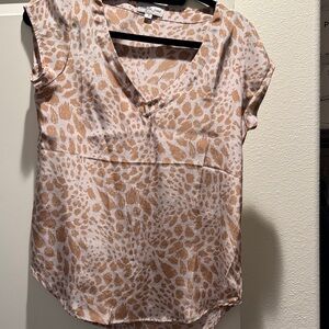 Anthropologie Tan and White Animal Print Blouse